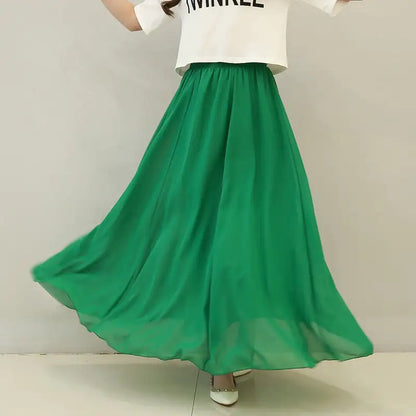 Half-Length Plus Size High Waist Chiffon Skirt