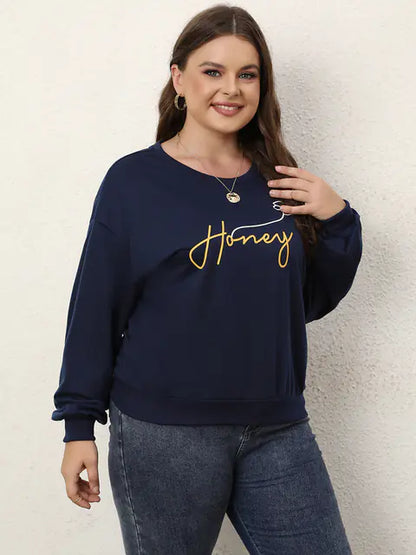 Floral Print Thermal Lined Plus Size Sweatshirt