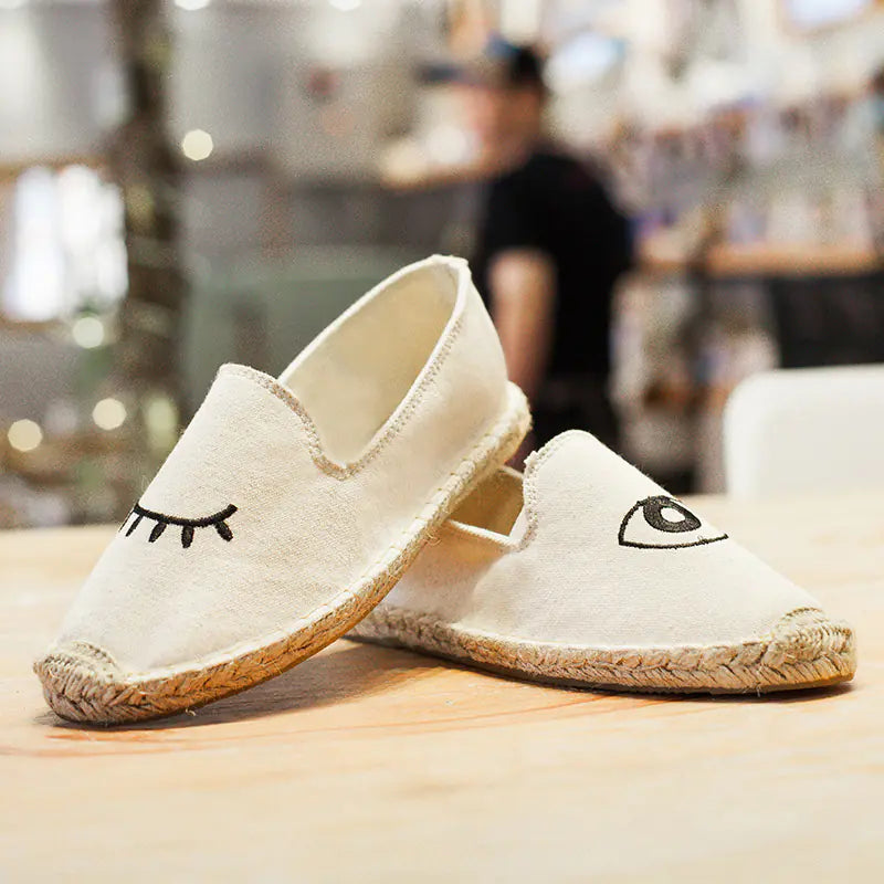 Women's Canvas Slip-On Fisherman Shoes, Breathable Flats