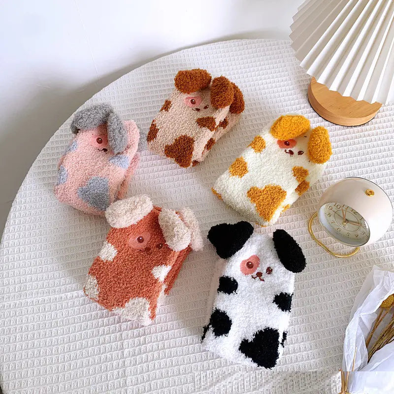 Dicke warme Korallenfleece-Socken für Damen, mittellang, zum Schlafen