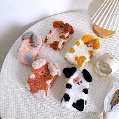 Dicke warme Korallenfleece-Socken für Damen, mittellang, zum Schlafen