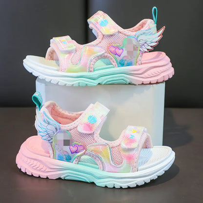 Summer New Girls' Sandals with Cartoon Wings