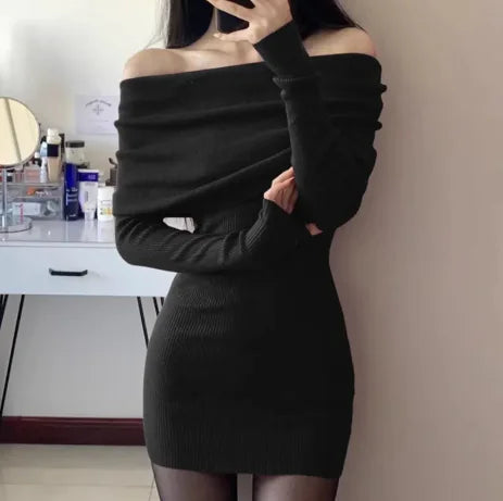Off-shoulder Sweaters Dress Women
