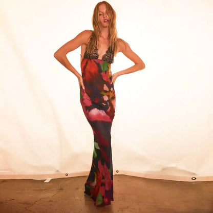 Women's Printed Spaghetti Strap Sleeveless Dress