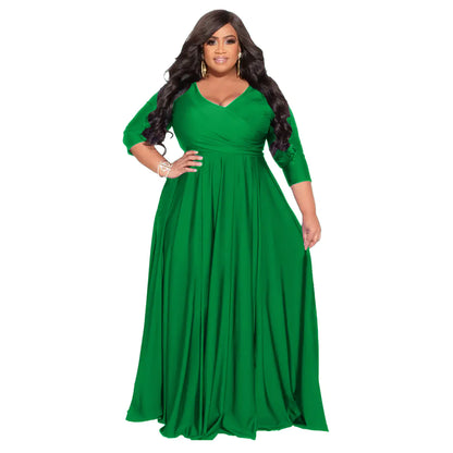 Plus Size V-Neck Elegant Wedding Dress Long Skirt