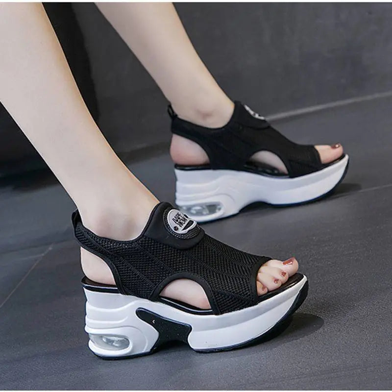 Casual Flyknit Sports Wedge Platform Sandals