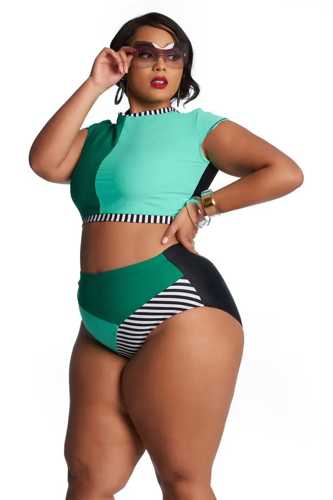 Plus Size Women's High Waisted Bikini Swimwear - Trendy Attic Store01