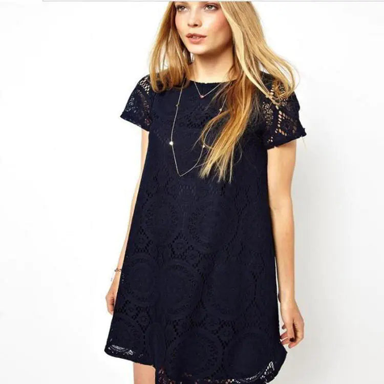 Plus Size Summer Dress with Lace A-Line Design - Trendy Attic Store01