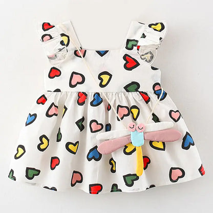 2pcs Cute Cartoon Cotton Summer Baby Dress Set