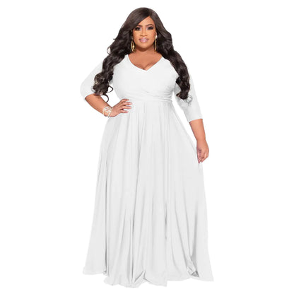 Plus Size V-Neck Elegant Wedding Dress Long Skirt