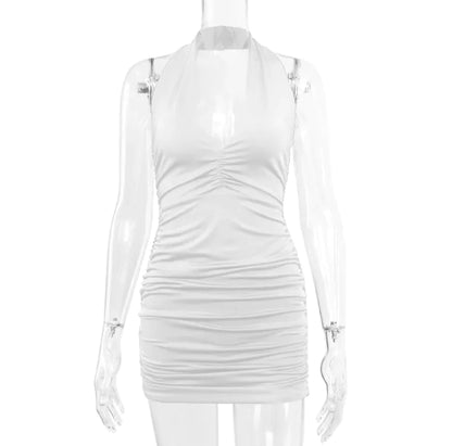 Trägerkleid mit V-Ausschnitt und Falten