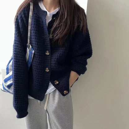 Loose Single-breasted Sweater Coat For Women