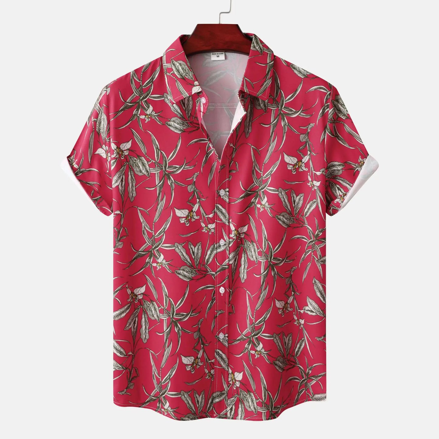 Men's Floral Print Short Sleeve Beach Shirt