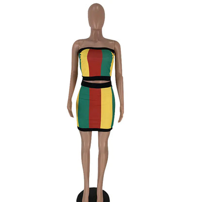 DN8240 Women's Striped Print Two-Piece Set Outfit