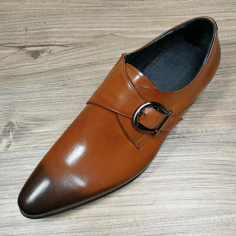 Pointed Toe Business Leather Buckle Shoes for Men