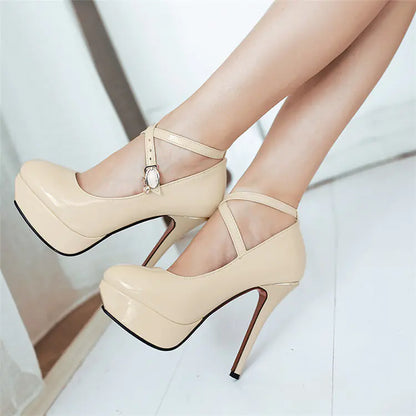 Stylish Waterproof Platform High Heels with Round Toe
