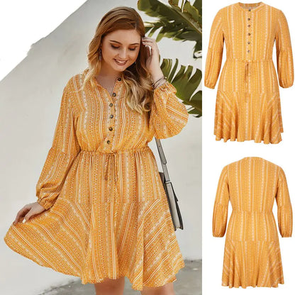Plus Size Spring Long Sleeve Dress for Women
