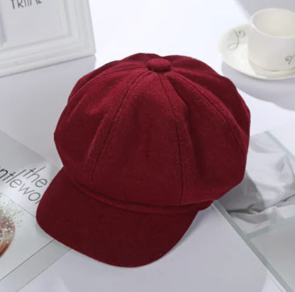 Octagonal Woolen Beret Hat for Casual Wear