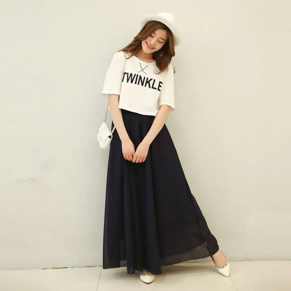 Half-Length Plus Size High Waist Chiffon Skirt - Trendy Attic Store01