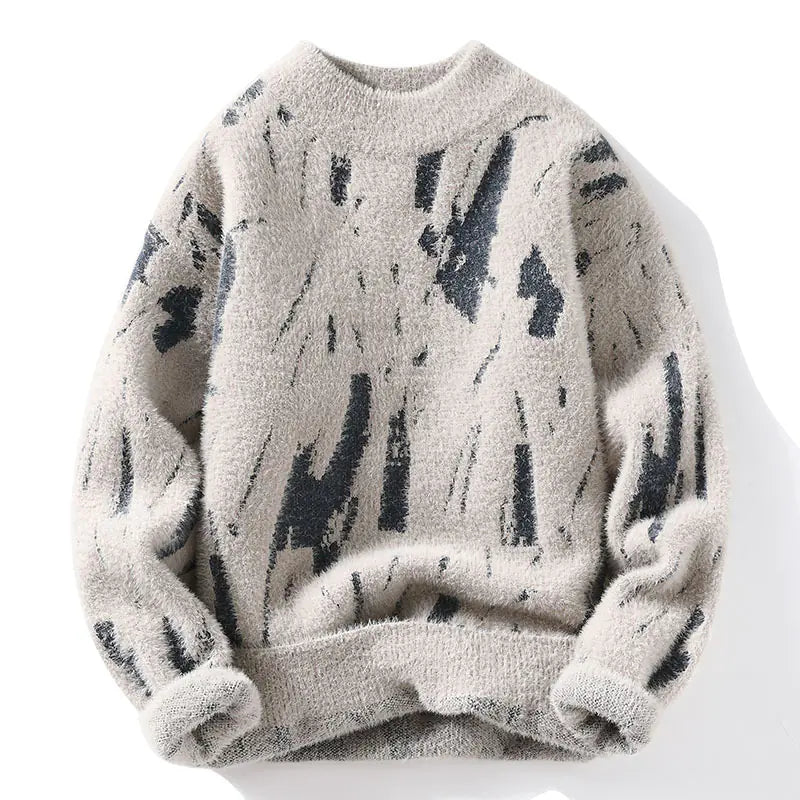 Men's Thick Fleece-lined Sweater for Fall and Winter