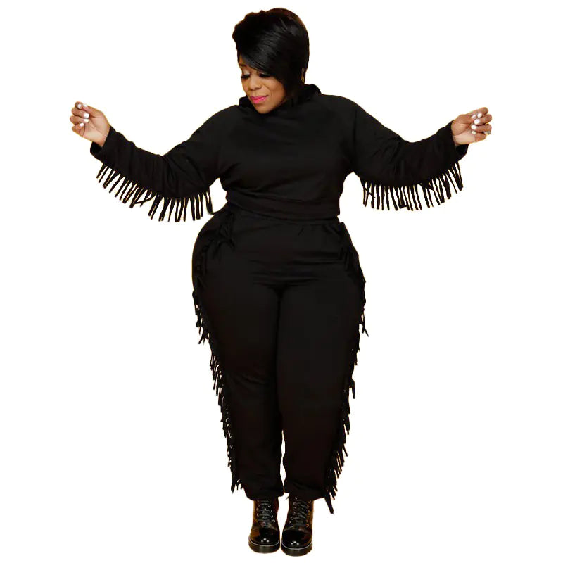 Plus Size Women's Fall Two Piece Set with Hoodie