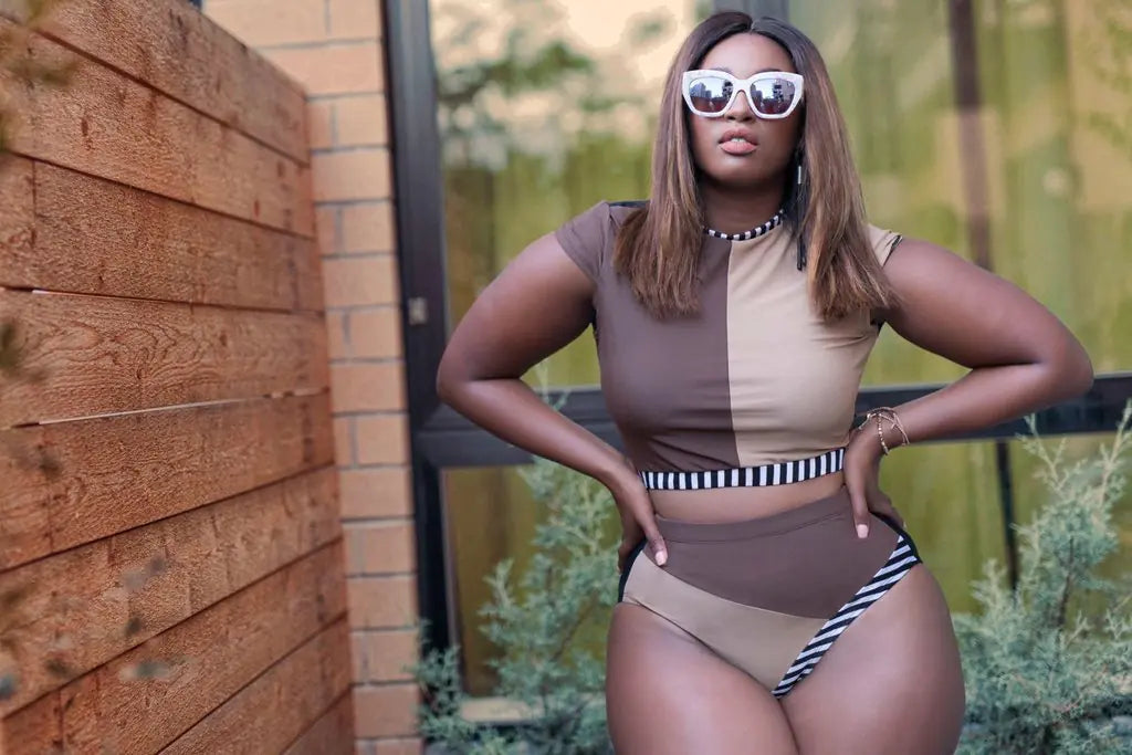 Plus Size Women's High Waisted Bikini Swimwear - Trendy Attic Store01