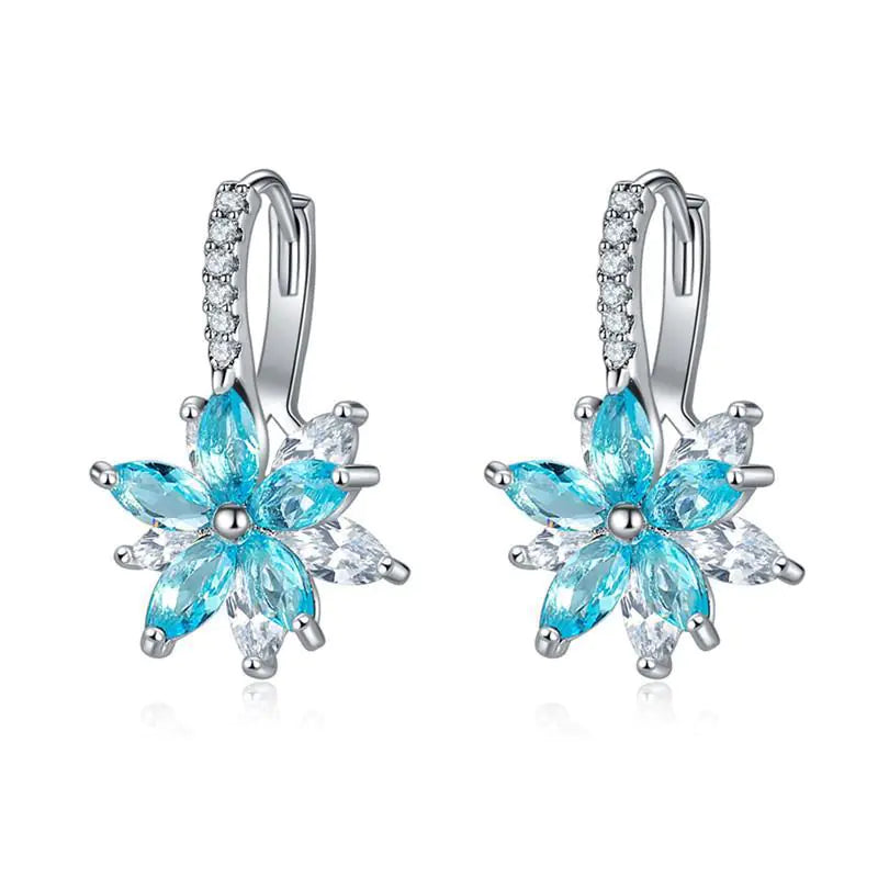 Snowflake Earrings with Zirconium Studs