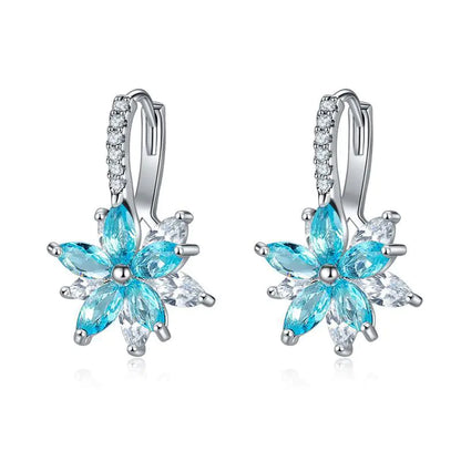 Snowflake Earrings with Zirconium Studs