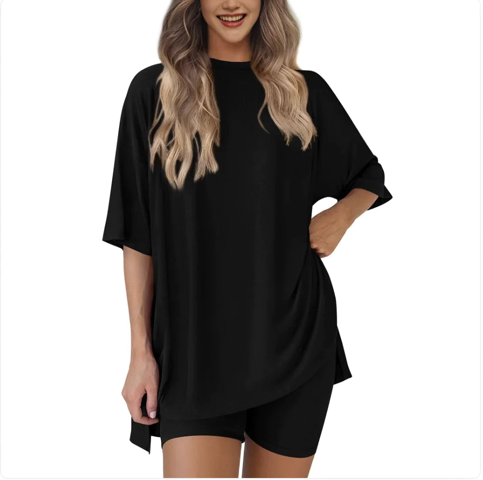 Casual Solid Color Two-Piece Outfit