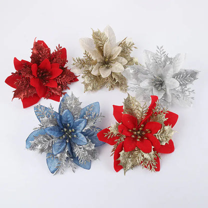 15CM Christmas Gold Glitter Hollow 3D Flower DIY Decor