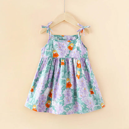 Floral Print Suspender Skirt for Girls