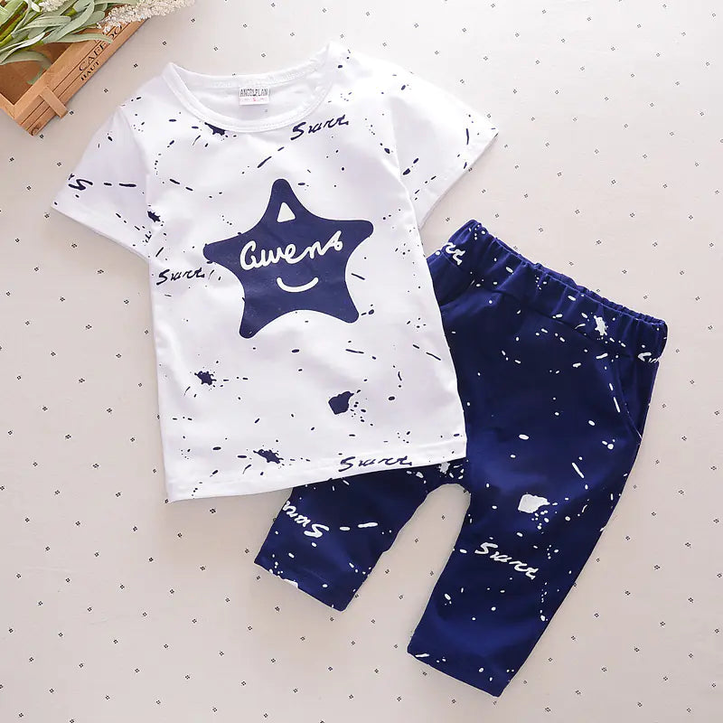 Boys' Summer Two-Piece Outfit with Star Print