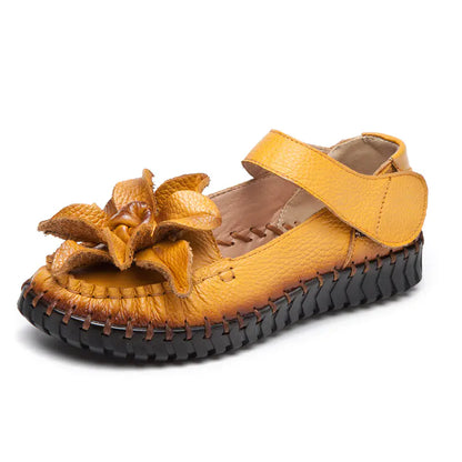 Pure Color Flower Velcro Casual Flats for Women