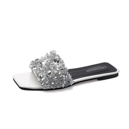 Plus Size Women's Rhinestone Beach Sandals and Slippers