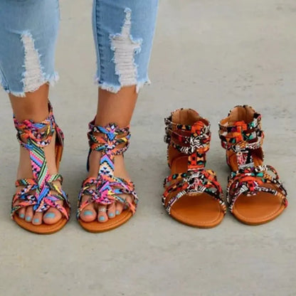 Colorful Lace Plus Size Roman Sandals