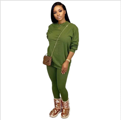 Trendy Women's Candy Color Two-Piece Casual Set
