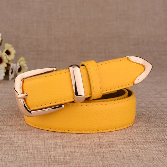 Fashionable Women's Casual Faux Leather Belt with Alloy Buckle