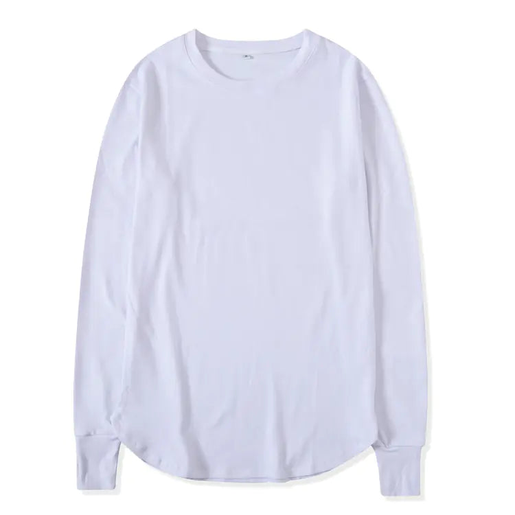 High Street Solid Color Base Shirt with Arc Hem