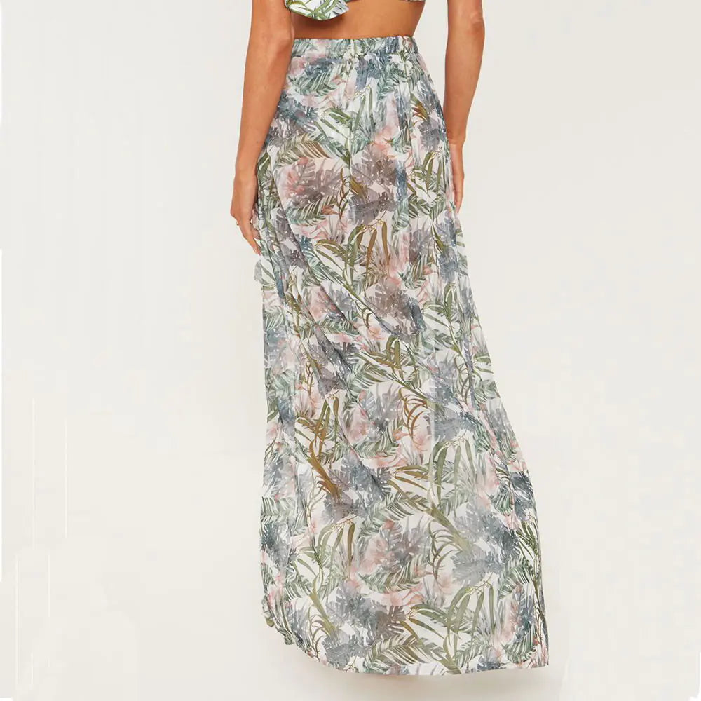 Leaf Print Bikini Set - Sexy Backless Swimwear