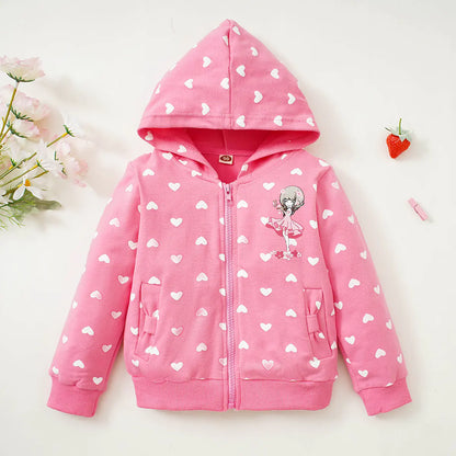 Hooded Long Sleeve Sweater for Girls, Ages 3-8