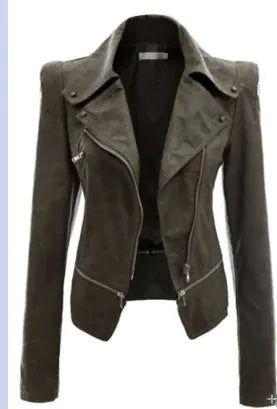 Motorcycle Leather Jacket with Zipper and Reversible Design - Trendy Attic Store01