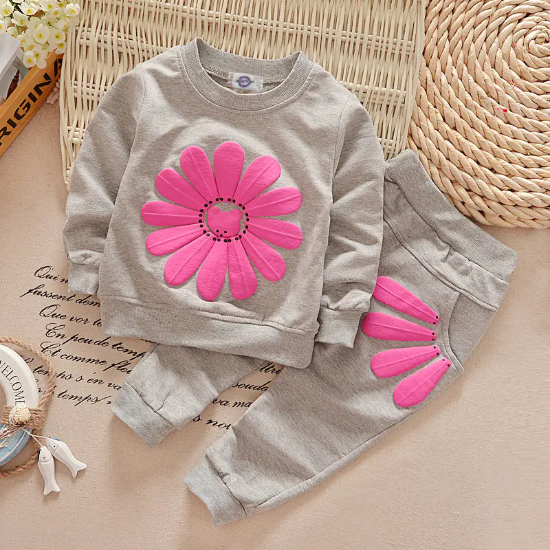 Conjunto de atuendo floral de primavera-otoño para niñas