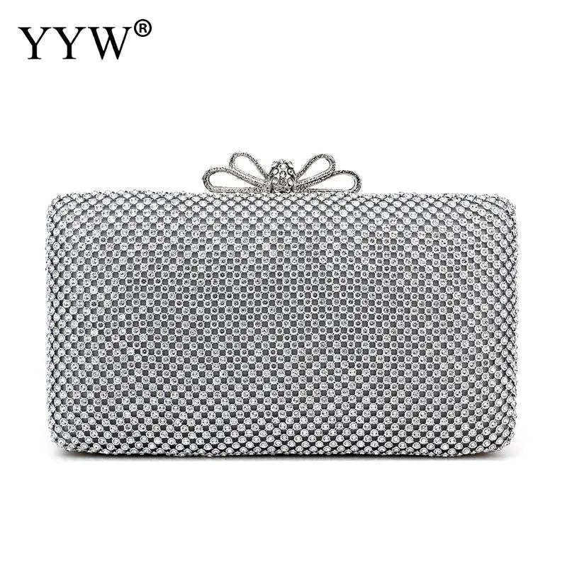 Silver Glitter Evening Clutch Purse for Women