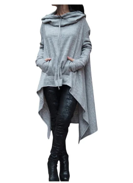 Solid Color Long Hooded Sweatshirt