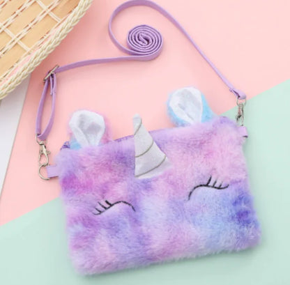 Bolso cruzado de hombro de gran capacidad de peluche de unicornio