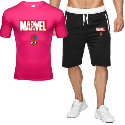 Men's Summer Casual Set with Printed T-Shirt and Shorts