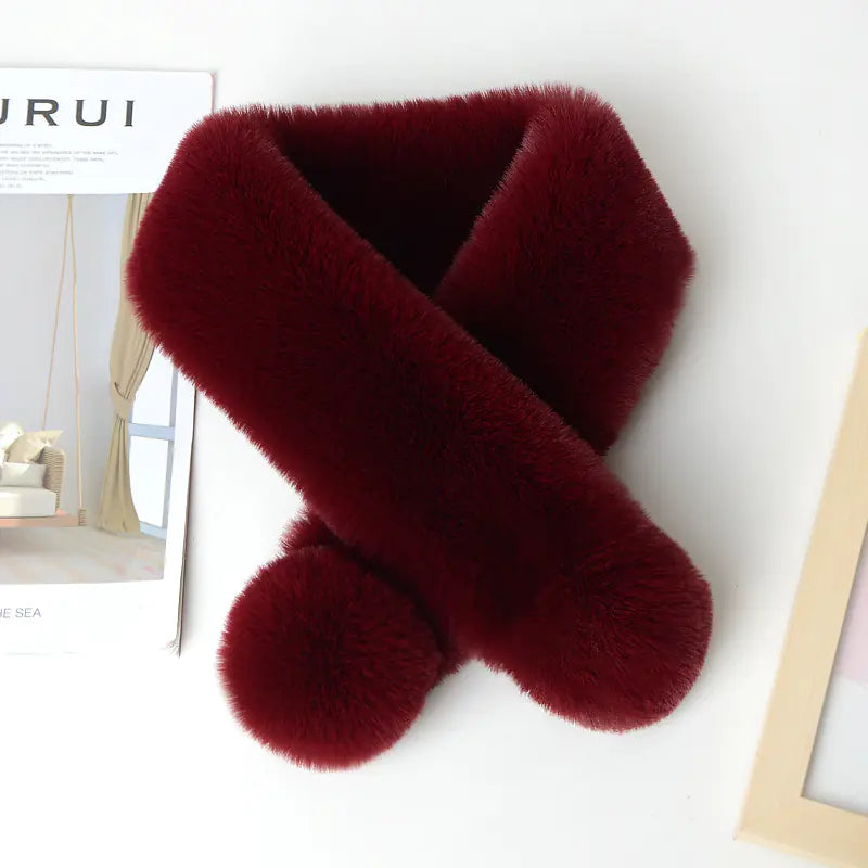 Faux Rabbit Fur Plush Scarf for Women - Winter Warmth