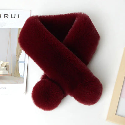 Faux Rabbit Fur Plush Scarf for Women - Winter Warmth